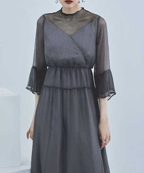 セール】ラメチュールシフォンドレス ワンピース 結婚式（ドレス 