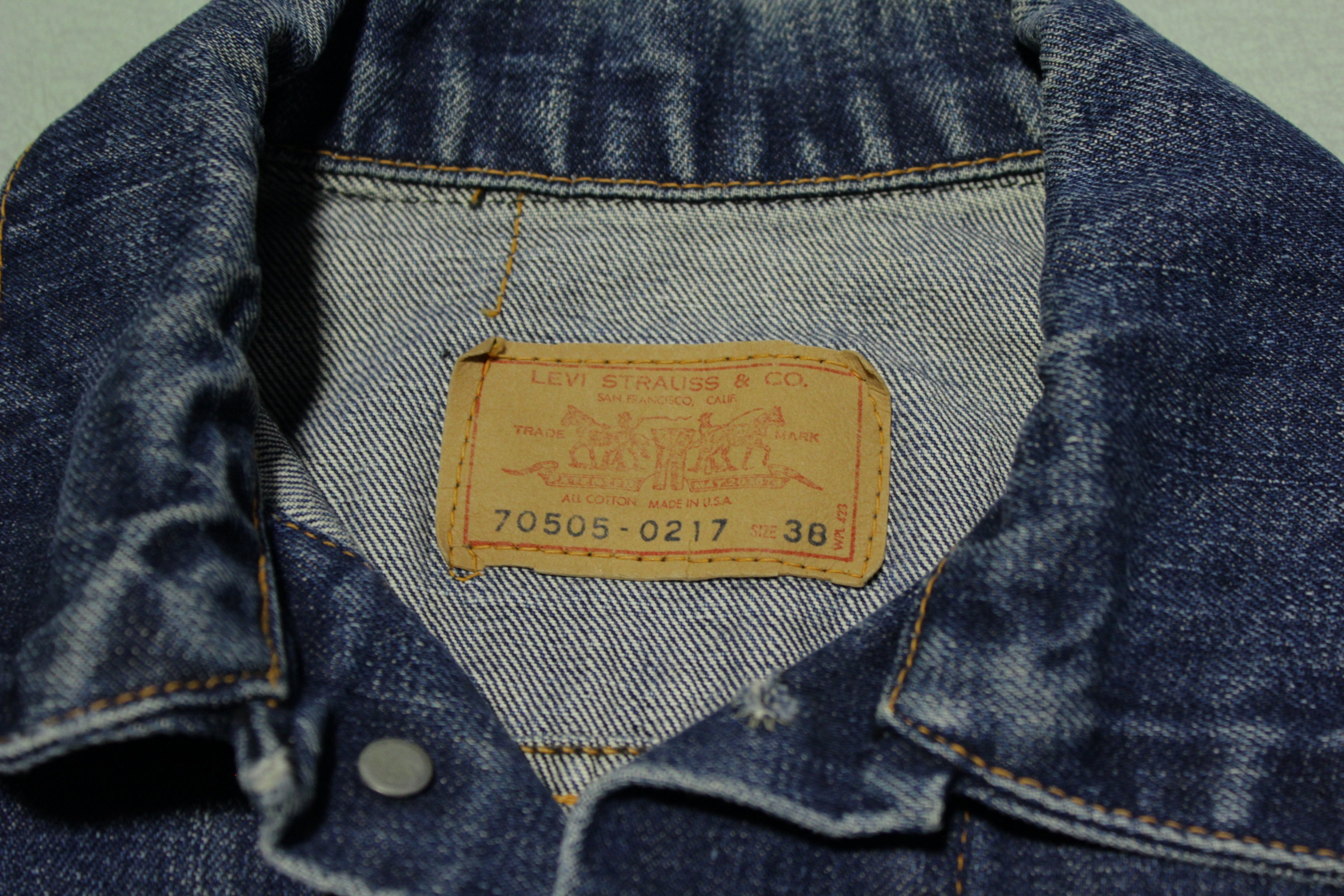 Levis Vintage Type III Late 1960's Big E 70505-0217 38 Jean Jacket 