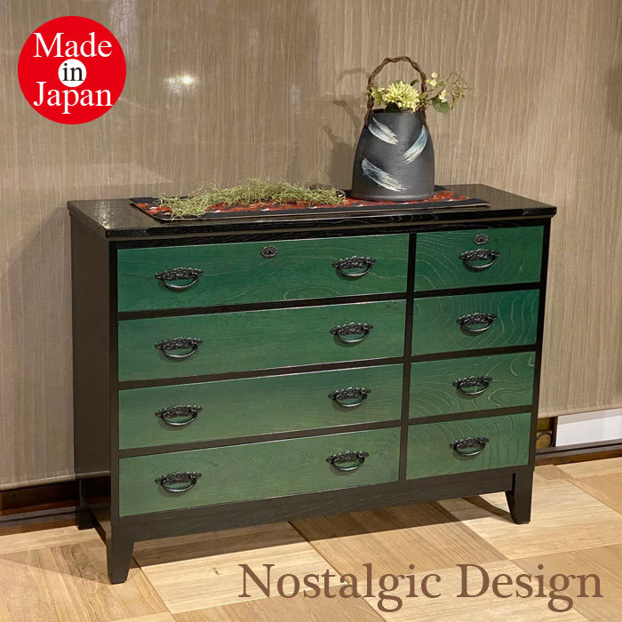 レオパードフラワーブラック ♪和簞笥 時代家具 民芸品 茶箪笥 箪笥 