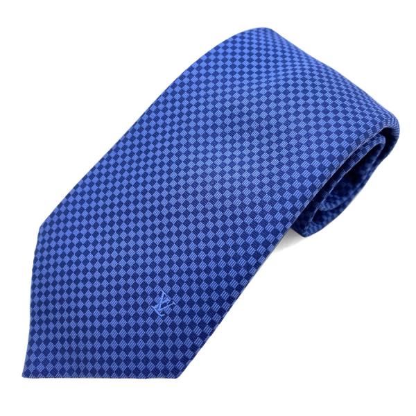 ルイヴィトン LOUIS VUITTON ネクタイ クラヴァット マイクロダミエ 8CM シルク ブルーモワイヤン ブルー ギフト プレゼント  M78747