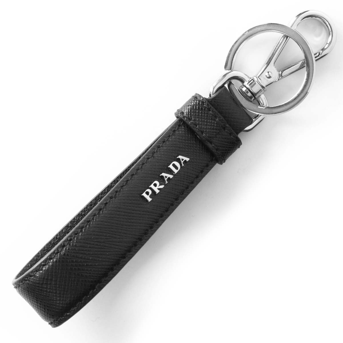 プラダ キーリング アクセサリー メンズ レディース サフィアーノ 三角ロゴプレート ブラック 2PP68T 053 F0002 PRADA