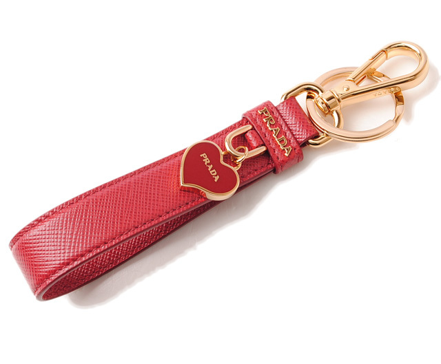 プラダ キーリング/キーホルダー PRADA SAFFIANO/レザー ハートモチーフ FUOCO/レッド 1PP728