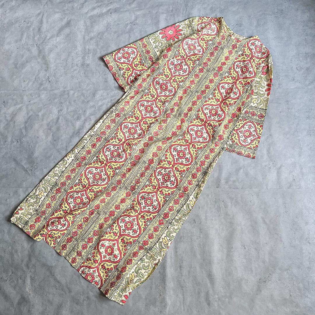 ヴィンテージ 1970's 花柄 パキ綿 マキシ ワンピース