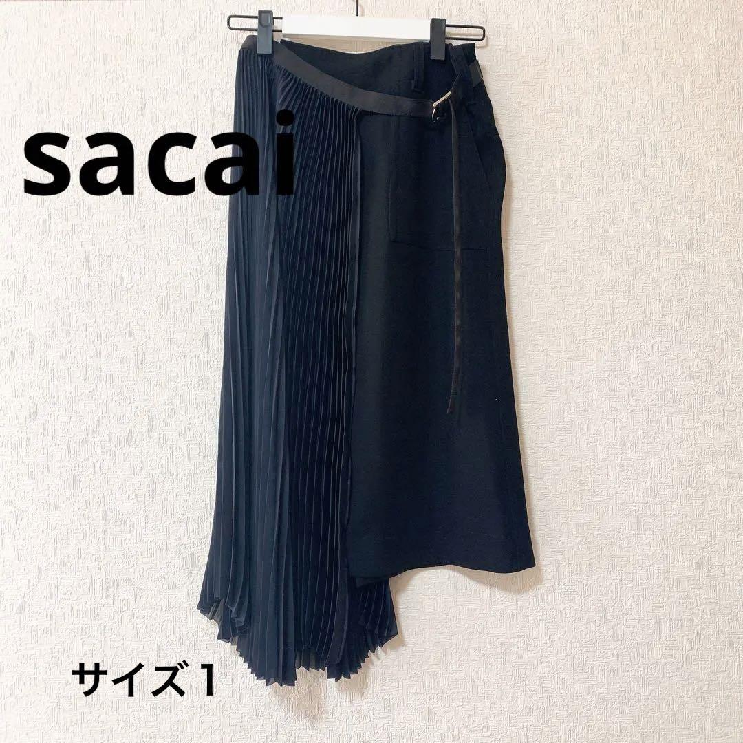 【sacai 】ラップ　プリーツ　スカート　サイズ1 黒　美品
