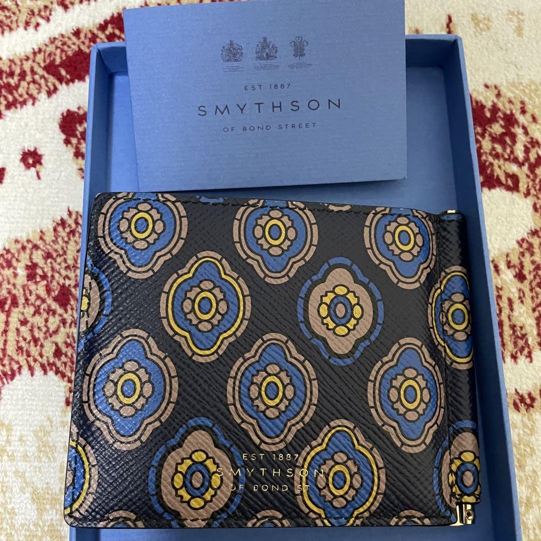 スマイソン(Smythson) Panamaレザーマネークリップウォレット