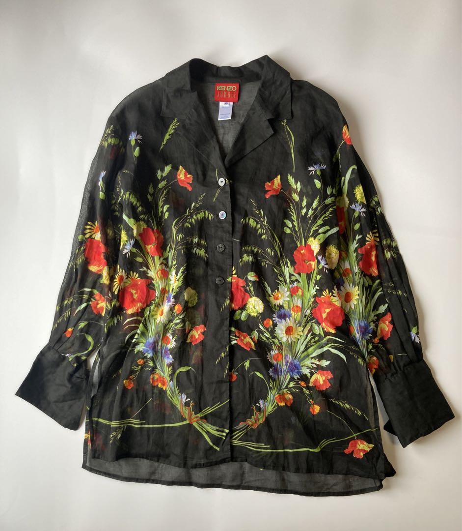 【美品・希少】KENZO jungle フラワープリント　シアーシャツ