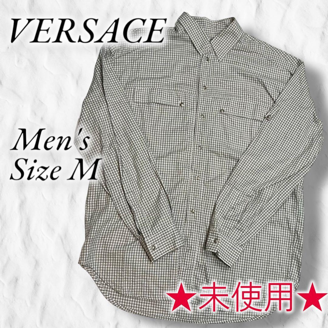★未使用★VERSACE メンズ　シャツ　上品　綿100%  メドゥーサボタン