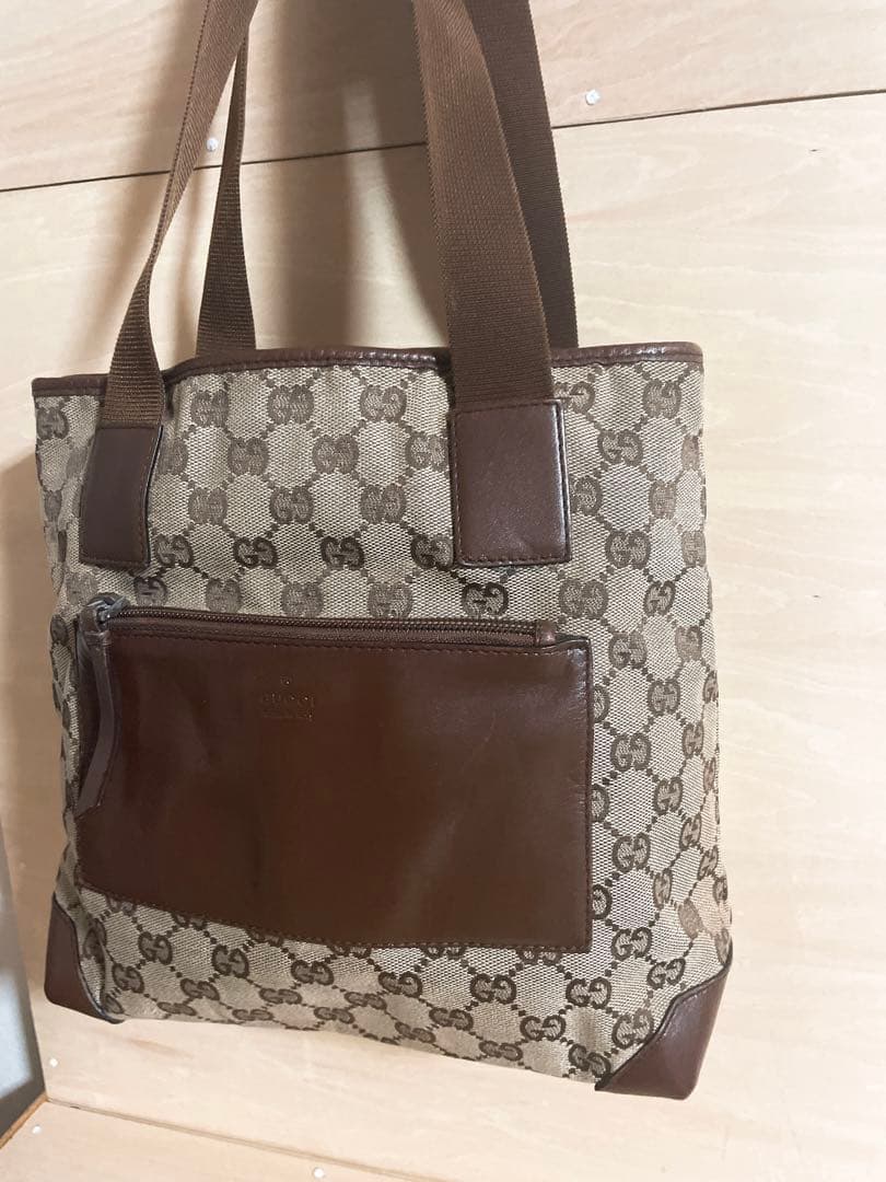 GUCCI グッチ トートバッグ GG柄 キャンバス レザー