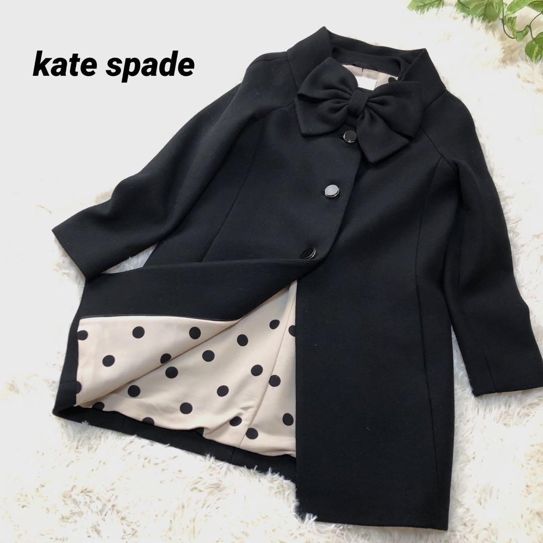 ケイトスペード【kate spade】(M)ビックリボンコート　ドット　黒