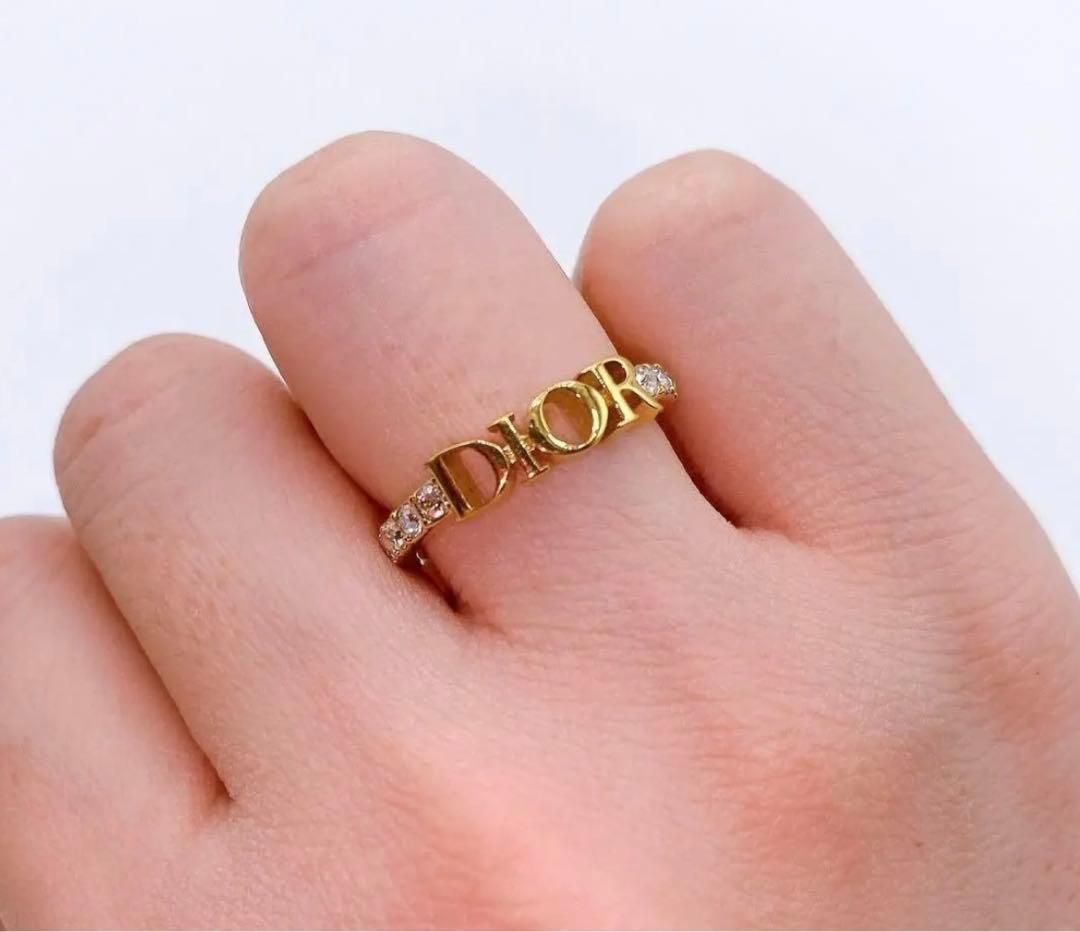 現行 極美品 DIOR リング ディオール 指輪 クリスタル ラインストーン L