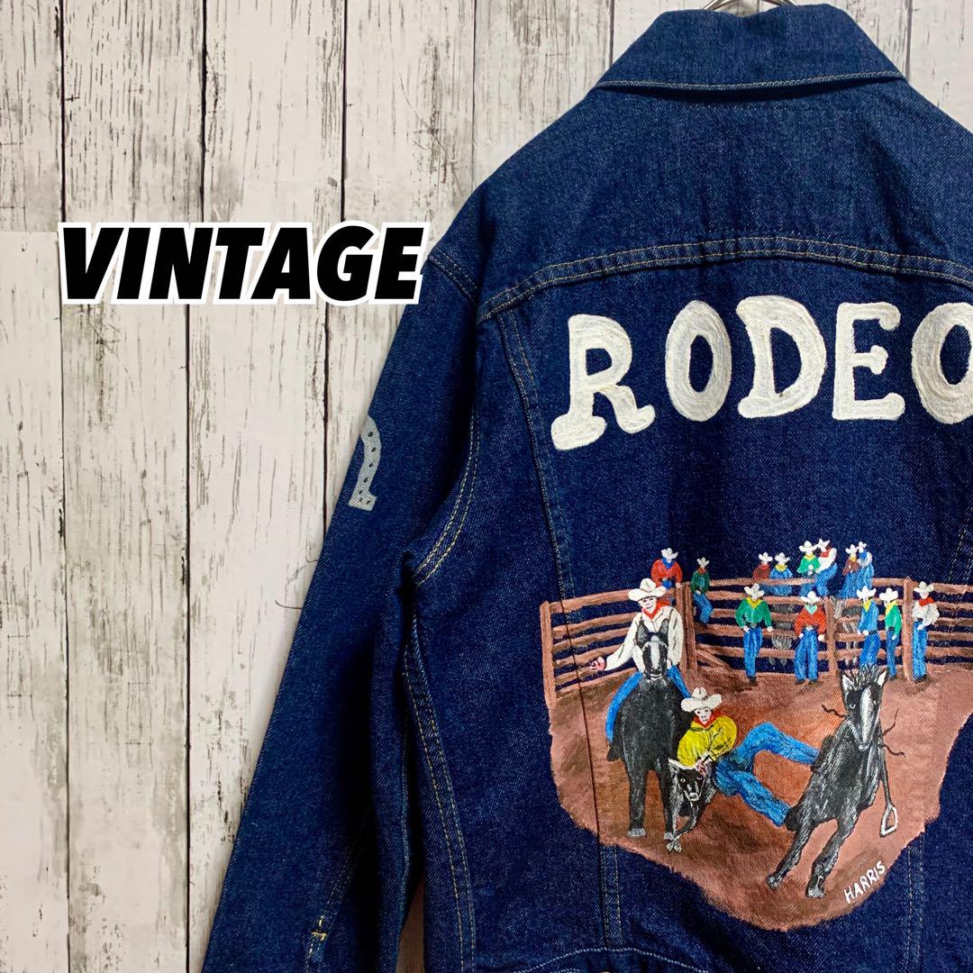 【ペイント】90sヴィンテージVINTAGEバックペイントデニムジャケットUSA