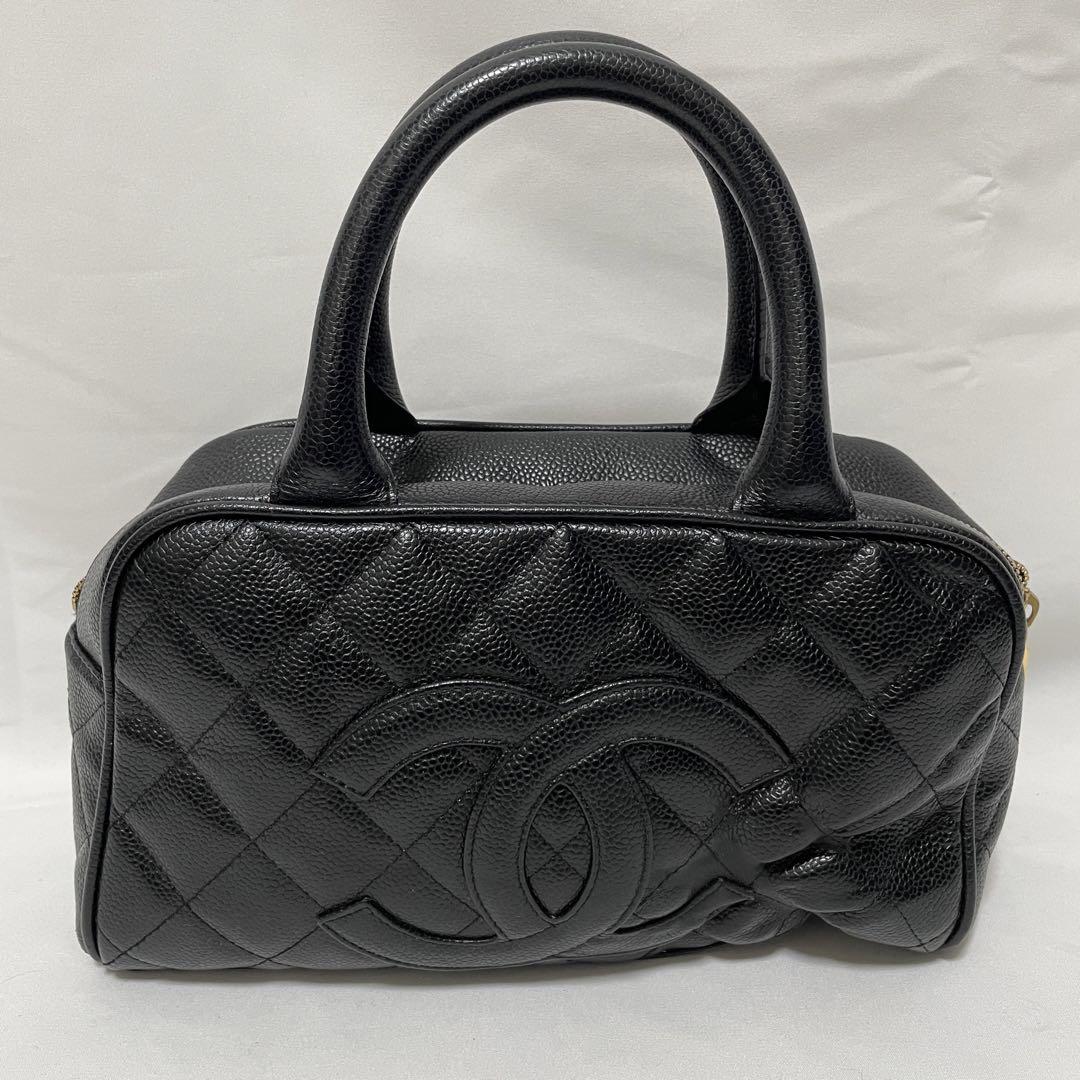 CHANEL シャネル キャビアスキン ココマーク ロゴ ミニボストンバッグ