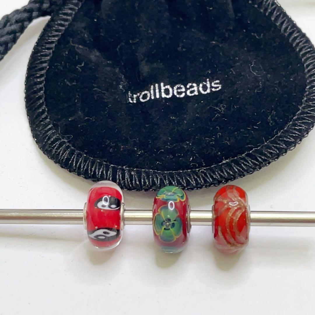 trollbeadsトロールビーズ レッド系チャーム 収納袋付き A1995