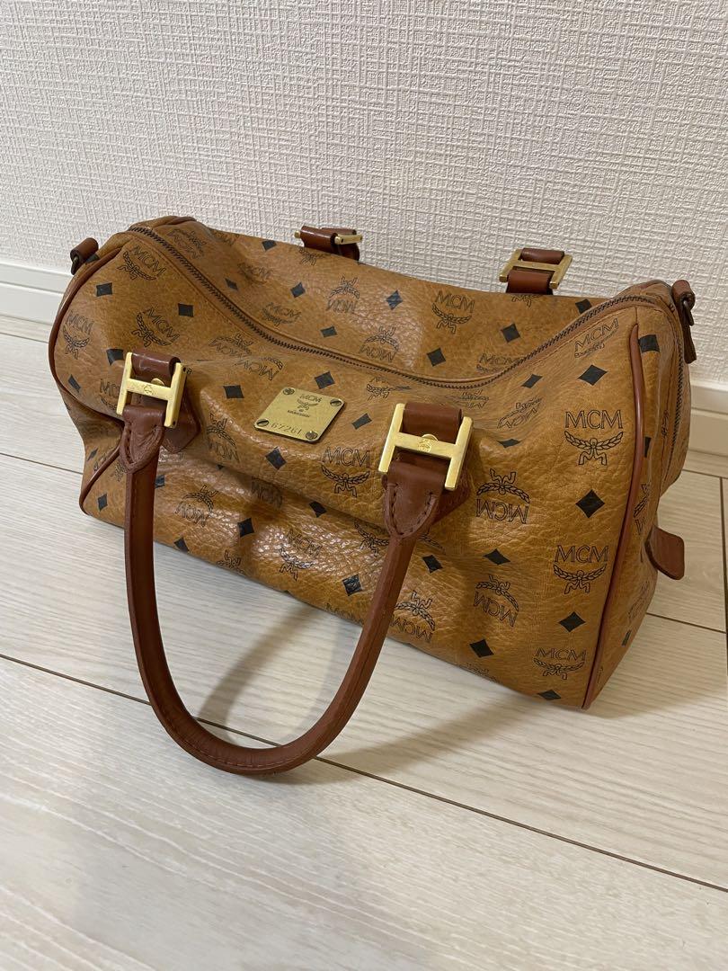 MCM ヴィセトス　モノグラム　レザー　ボストンバッグ　ハンドバッグ