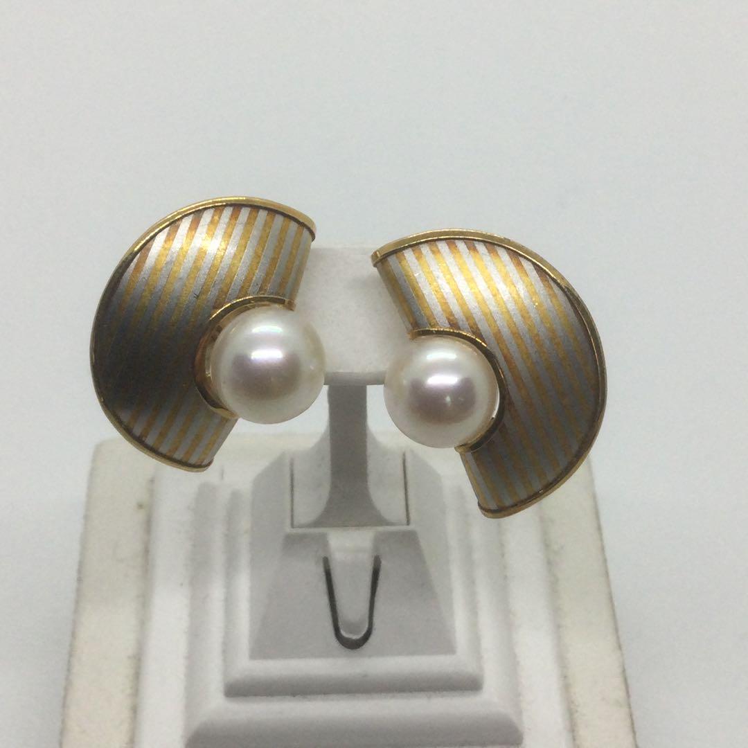 【HMN11】K１8　プラチナ　ピアス　３.7ｇ　パール