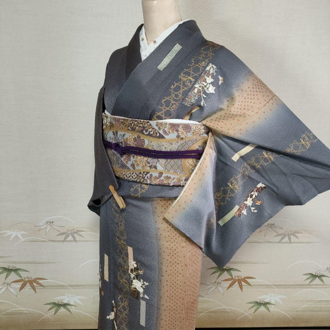 お値下げ 訪問着セット  灰色(袷)