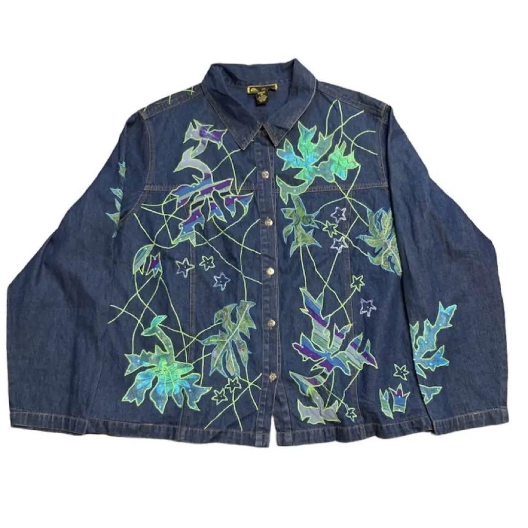 too big embroidery denim  jacket