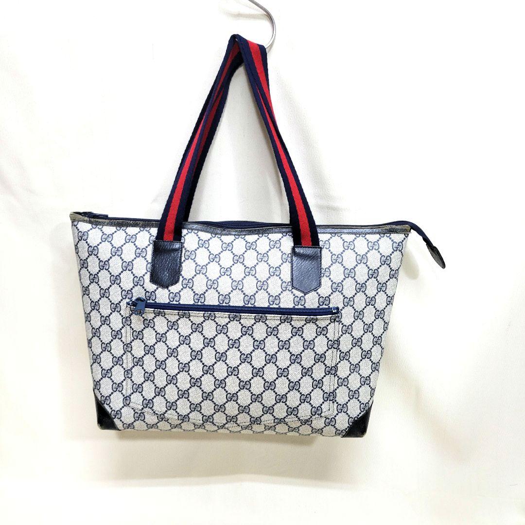 希少 80's GUCCI オールドグッチ シェリーライン トートバッグ GG柄