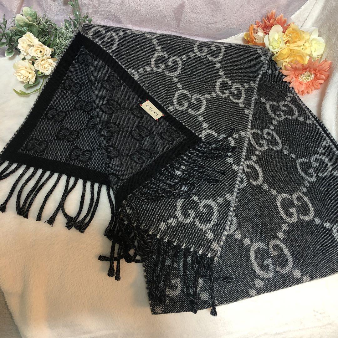 GUCCI メンズ、レディース、兼用可能　リバーシブル　マフラー