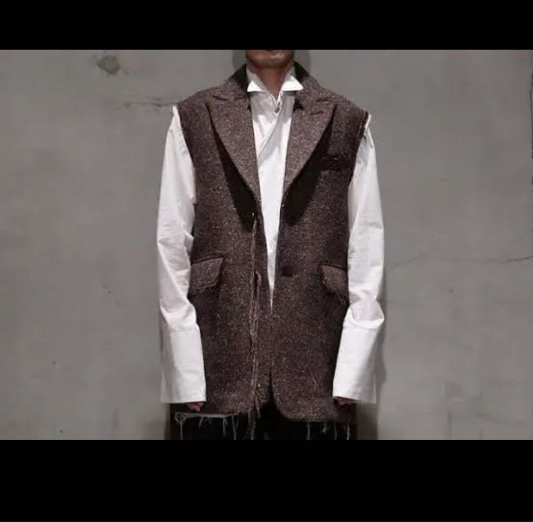 MIDORIKAWA SILK WOOL BELTED VEST ブラウン