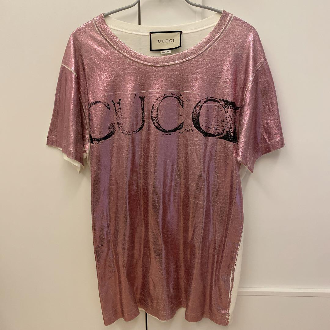 値下げ！新品GUCCI 半袖Tシャツ　オーバーサイズ　ピンクラメ