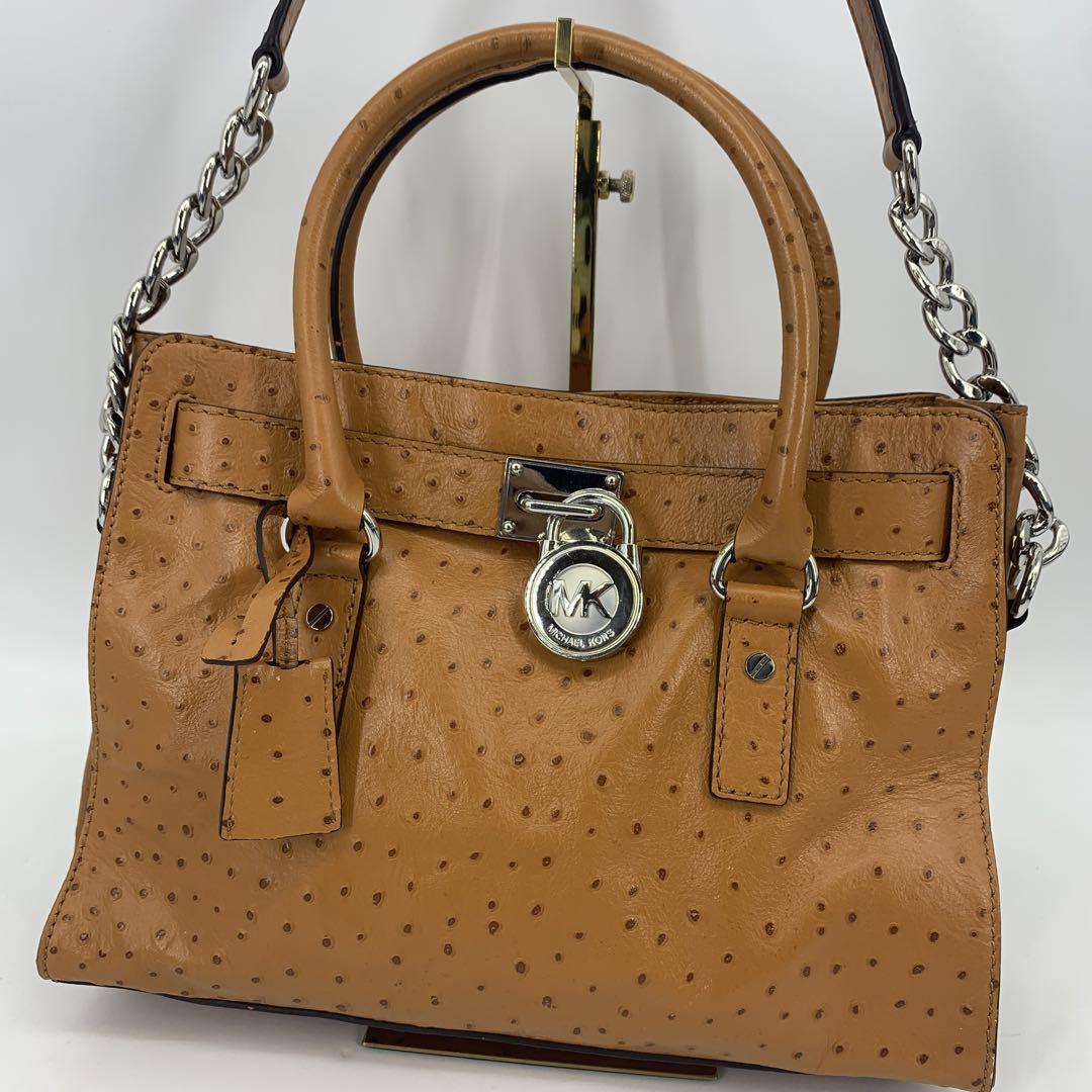 ☆新品同様☆マイケルコース☆レザーハンドバッグ☆オーストリッチ