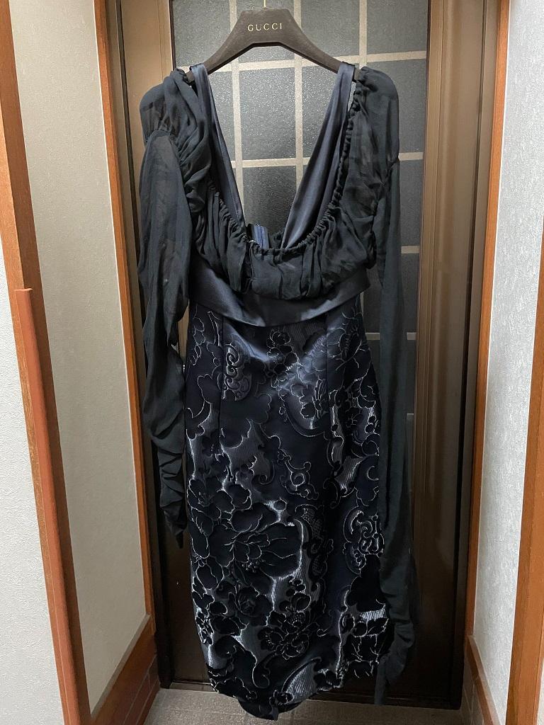 【新品未使用】Gucci グッチ フラワー ドレス ワンピース 黒 42号