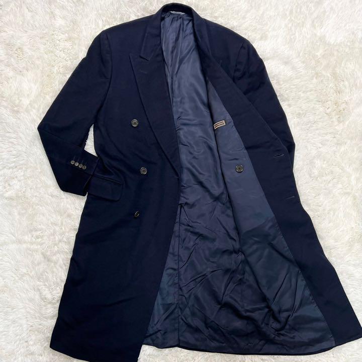 セリーヌ CELINE ダブルチェスターコート カシミヤ100 ロロピアーナ 紺