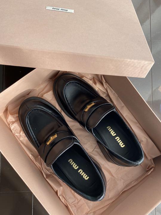 限定Ｗ特典付属 新品MiuMiu ペニーローファー レザーローファー 