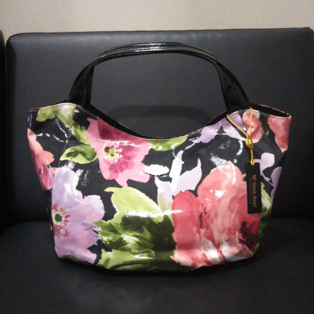 美品   シンクビー   花柄   総柄   エナメル トートバッグ