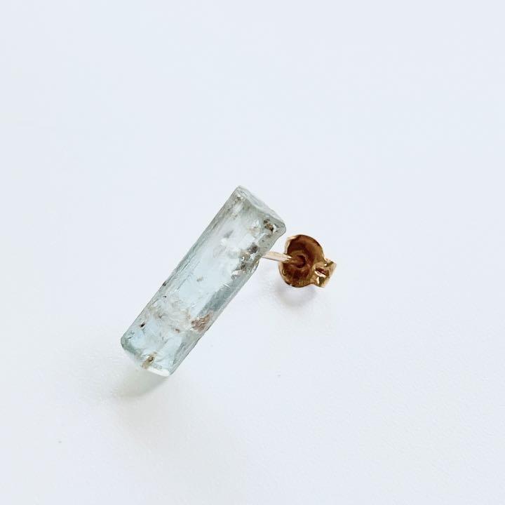 日本最級 bororo 天然石 ピアス アクアマリン 18k ボロロ 片耳用 