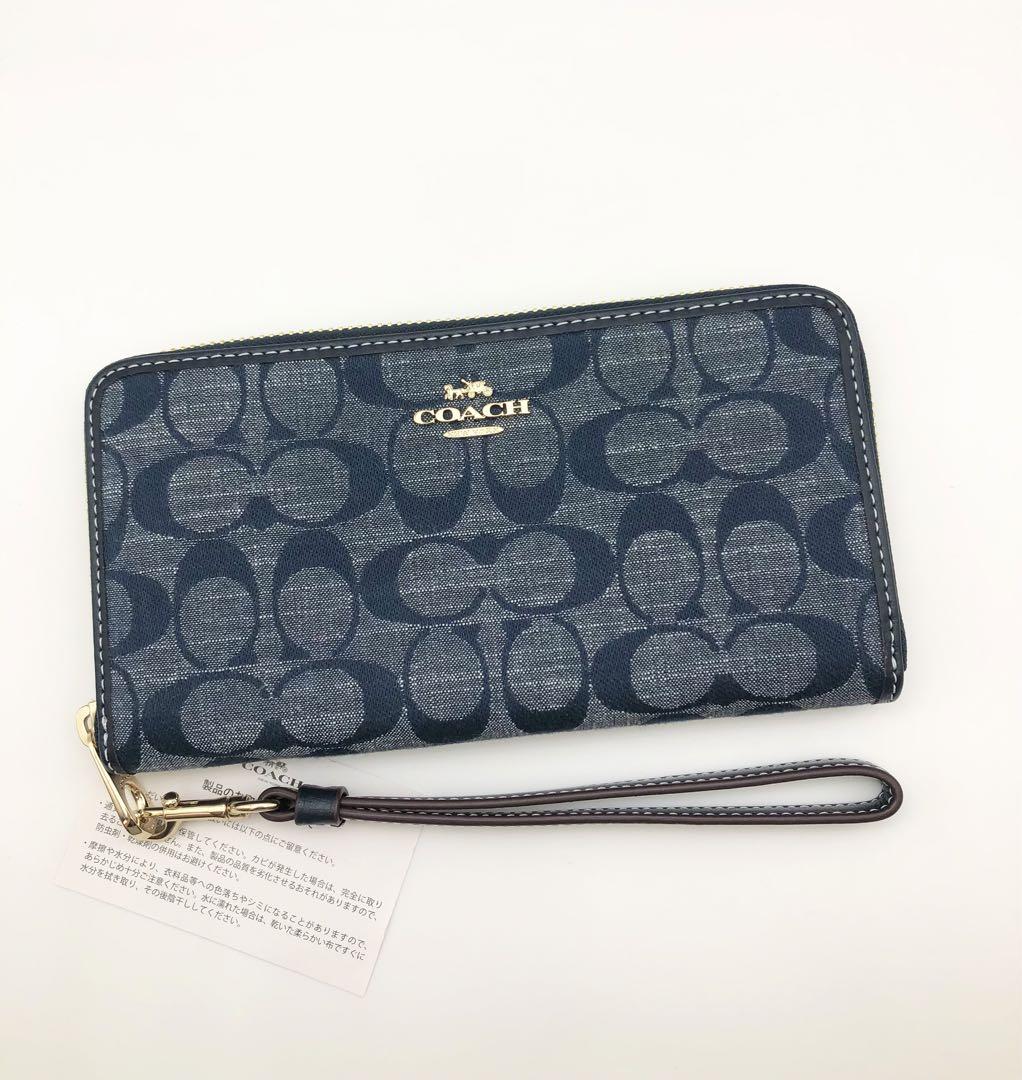 【COACH☆新品】ロング ジップ アラウンド ウォレット・シグネチャー！デニム