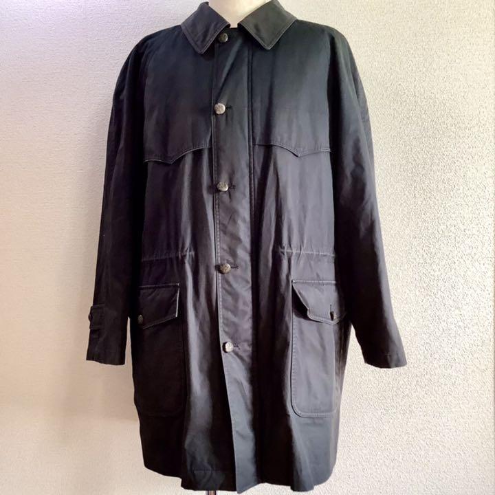 90s Aquascutum アクアスキュータム ステンカラーコート LL 紺色