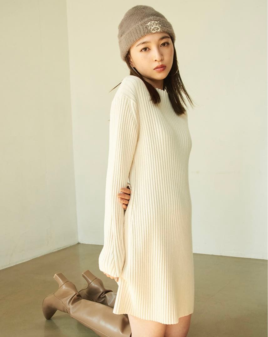 snidel Sustainableワイドリブミニニットワンピース