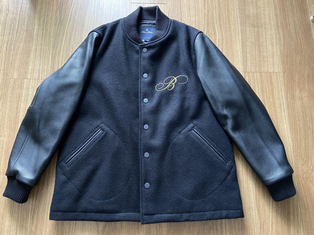 Edifice別注 Brooks Brothers スタジャン M 黒/黒袖革