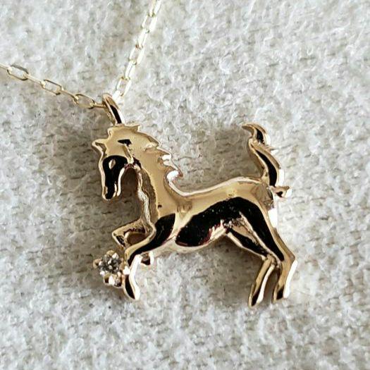 ダイヤモンド ホース♡新品【ジュエルクローゼット】K10 ネックレス☆アガット