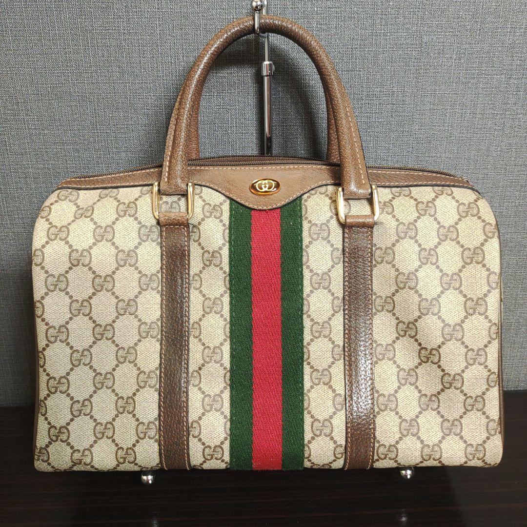 【美品】オールドグッチ　GUCCI　ミニ　ボストン　バッグ　シェリーライン