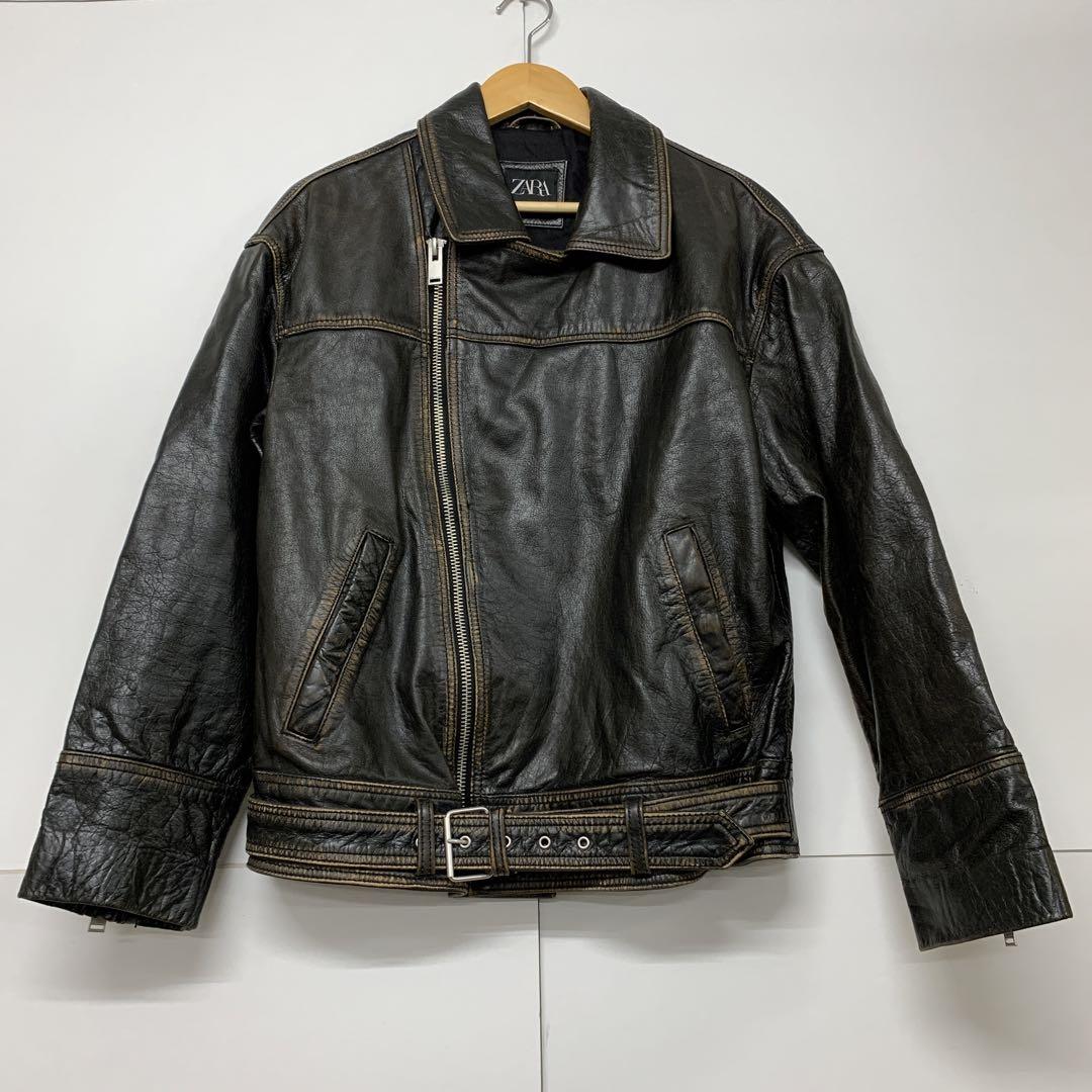 70〇ZARA ビンテージレザーバイカージャケット サイズ:S TS0615-3
