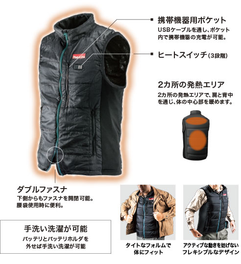充電式暖房ベスト CV201DZ /株式会社マキタ